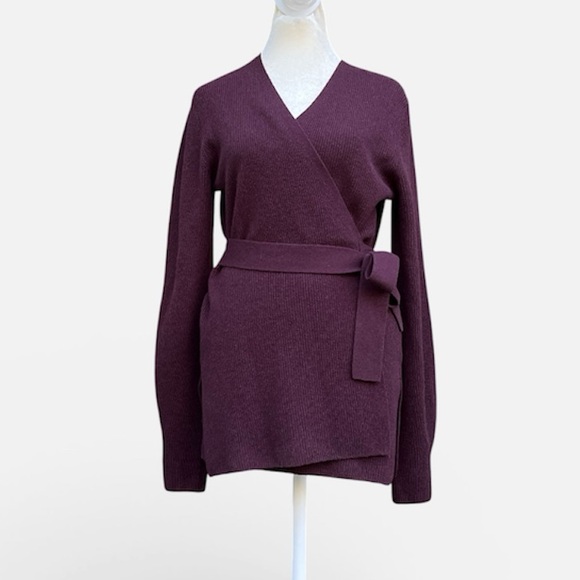 Athleta Alpine Wrap Sweater in Spiced Cabernet Merino Wool/Cashmere Sz S - Picture 6 of 14